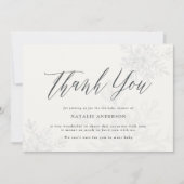 小さなスノーフレークの赤ちゃんシャワーサンキューカード (正面)