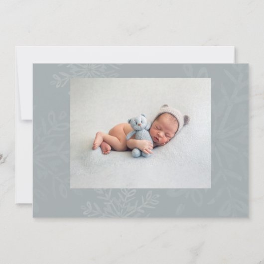 小さなスノーフレークの赤ちゃんシャワーサンキューカード (裏面)