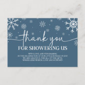 小さなスノーフレークの赤ちゃんシャワーサンキューカード エンクロージャーカード (正面)
