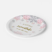 小さなスノーフレークの赤ちゃんシャワー ペーパープレート (アングル)