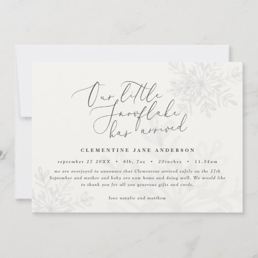 小さなスノーフレークの青い冬の写真エレガント誕生 (正面)