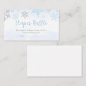 小さなスノーフレークの青い赤ちゃんシャワーおむつラッフル エンクロージャーカード (正面/裏面)