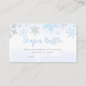 小さなスノーフレークの青い赤ちゃんシャワーおむつラッフル エンクロージャーカード (正面)