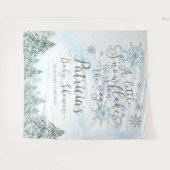 小さなスノーフレークの青い赤ちゃんシャワーの背景 タペストリー (正面(横))