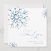 小さなスノーフレークの青い赤ちゃんシャワーサンキューカード サンキューカード (正面)