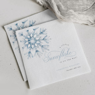 小さなスノーフレークの青い赤ちゃんシャワー スタンダードカクテルナプキン