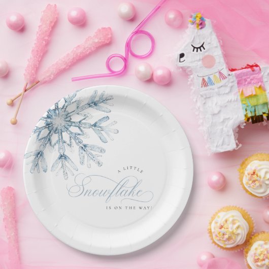 小さなスノーフレークの青い赤ちゃんシャワー ペーパープレート (パーティー)