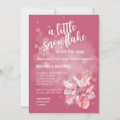 小さなスノーフレークピンクのスノーフレークピンクポインセチア 招待状 (正面)