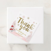 小さなスノーフレークピンクベビーありがとうメッセージカード フェイバータグ (インサイチュ)