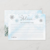 小さなスノーフレークブルーベビーシャワーアドバイスカード 招待状 (正面/裏面)