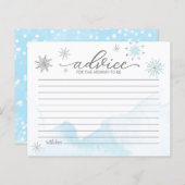 小さなスノーフレーク予算ベビーシャワーアドバイスカード (正面/裏面)