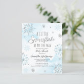 小さなスノーフレーク予算ベビーシャワー招待状 (スタンド正面)