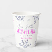 小さなスノーフレーク冬のピンクの赤ちゃんシャワー 紙コップ (裏面)