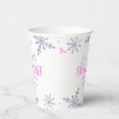 小さなスノーフレーク冬のピンクの赤ちゃんシャワー 紙コップ (右)