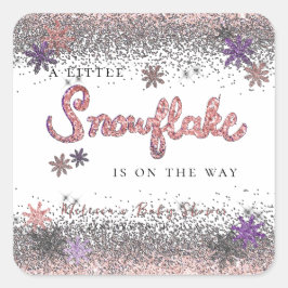 小さなスノーフレーク冬の女の子の赤ちゃんシャワー スクエアシール