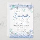 小さなスノーフレーク冬の赤ちゃんシャワー 招待状 (正面)
