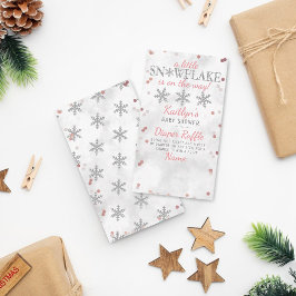 小さなスノーフレーク女の子冬の赤ちゃんシャワーおむつ エンクロージャーカード