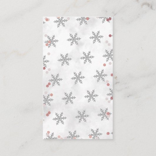 小さなスノーフレーク女の子冬の赤ちゃんシャワーおむつ エンクロージャーカード (裏面)