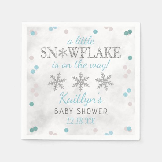 小さなスノーフレーク少年たち冬の赤ちゃんシャワー スタンダードカクテルナプキン (正面)