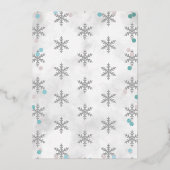 小さなスノーフレーク少年たち冬の赤ちゃん実在シャワー 箔招待状 (裏面)