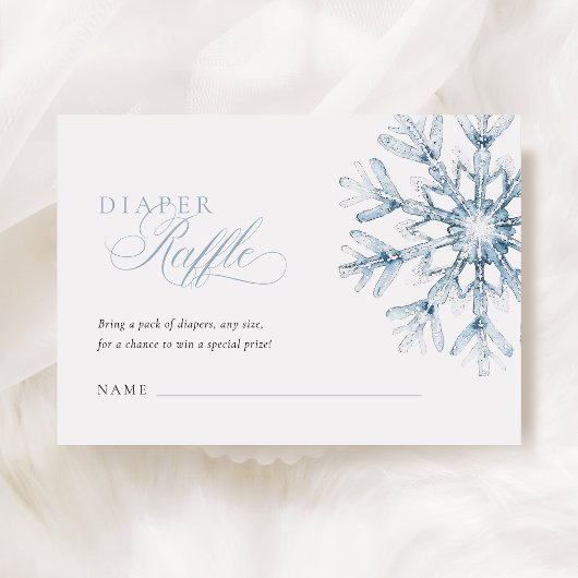 小さなスノーフレーク少年の赤ちゃんシャワーおむつラッフル エンクロージャーカード
