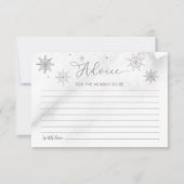 小さなスノーフレーク灰色のベビーシャワーアドバイスカード 招待状 (正面)