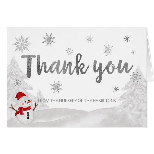 小さなスノーフレーク灰色の赤ちゃんシャワーありがとう (正面横)