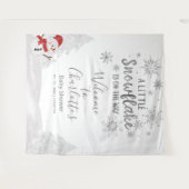 小さなスノーフレーク灰色の赤ちゃんシャワーの背景 タペストリー (正面(横))