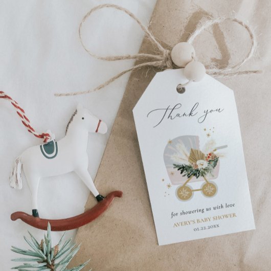 小さなスノーフレーク赤ちゃんシャワーありがとう ギフトタグ