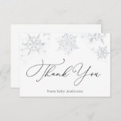 小さなスノーフレーク赤ちゃんシャワーありがとう サンキューカード (正面/裏面)