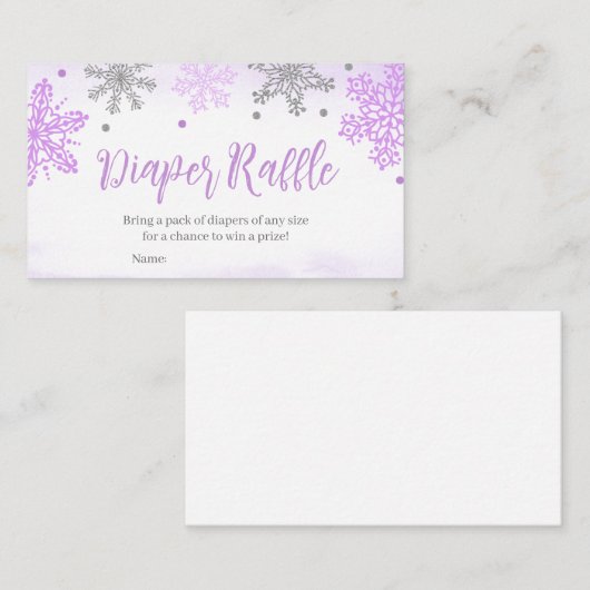 小さなスノーフレーク赤ちゃんシャワーおむつラッフル 名刺 (正面/裏面)