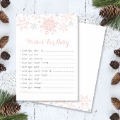 小さなスノーフレーク赤ちゃんシャワーの願い、ピンク&シルバー 招待状