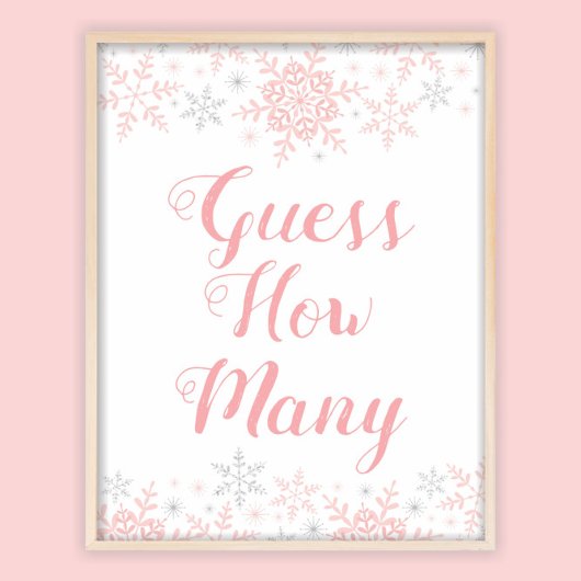 小さなスノーフレーク赤ちゃんシャワーは、ゲームの数を推測 ポスター