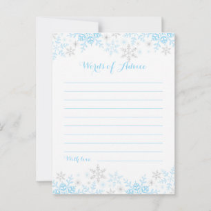 小さなスノーフレーク赤ちゃんシャワーアドバイスの言葉 アドバイスカード