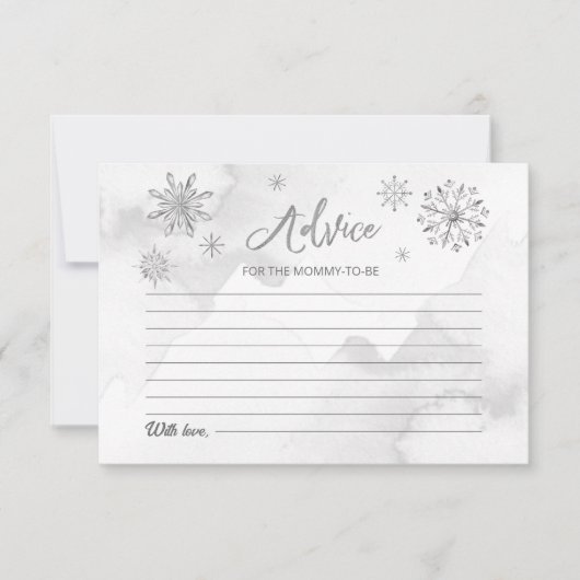 小さなスノーフレーク赤ちゃんシャワーアドバイスカード 招待状 (正面)