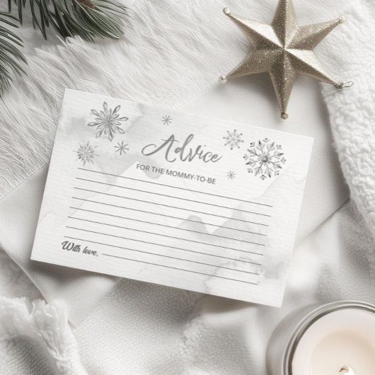 小さなスノーフレーク赤ちゃんシャワーアドバイスカード 招待状
