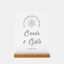 小さなスノーフレーク赤ちゃんシャワーカード&ギフトサイン