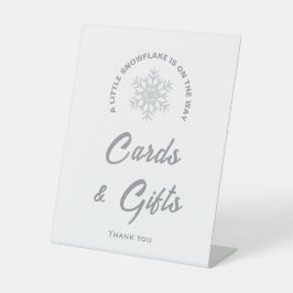 小さなスノーフレーク赤ちゃんシャワーカード&ギフトサイン 台座サイン