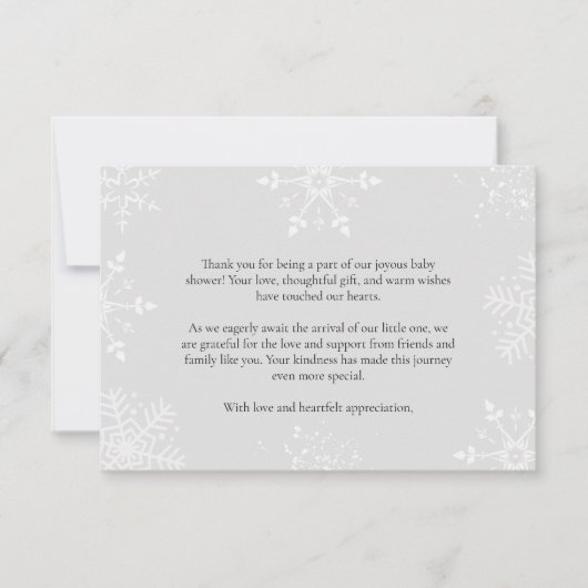 小さなスノーフレーク赤ちゃんシャワーグレーサンキュー サンキューカード (正面)