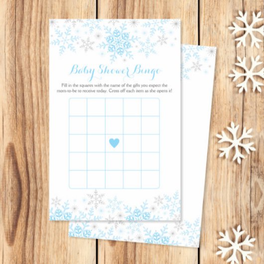 小さなスノーフレーク赤ちゃんシャワービンゴゲーム チラシ