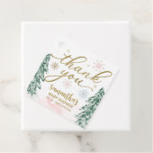 小さなスノーフレーク赤ちゃんシャワーピンクありがとう フェイバータグ (インサイチュ)