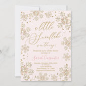 小さなスノーフレーク赤ちゃんシャワー女の子の招待 招待状 (正面)