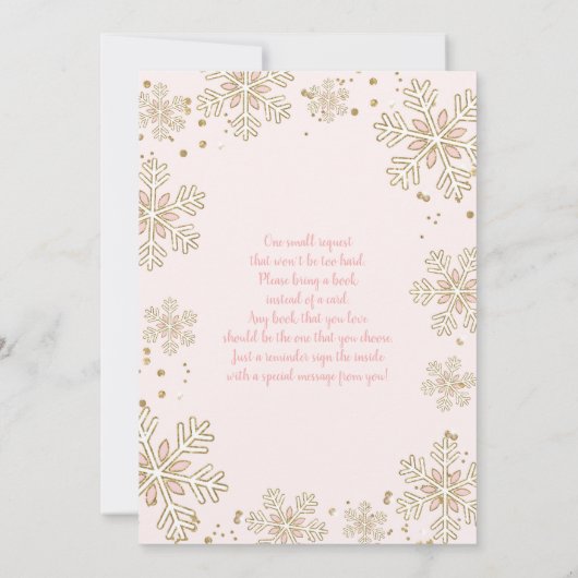 小さなスノーフレーク赤ちゃんシャワー女の子の招待 招待状 (裏面)