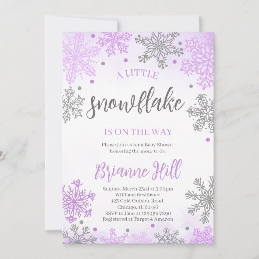 小さなスノーフレーク赤ちゃんシャワー招待状 招待状 (正面)
