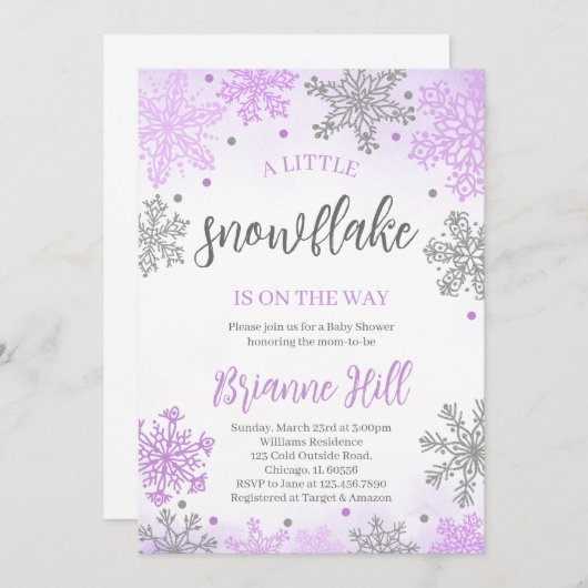 小さなスノーフレーク赤ちゃんシャワー招待状 招待状 (正面/裏面)