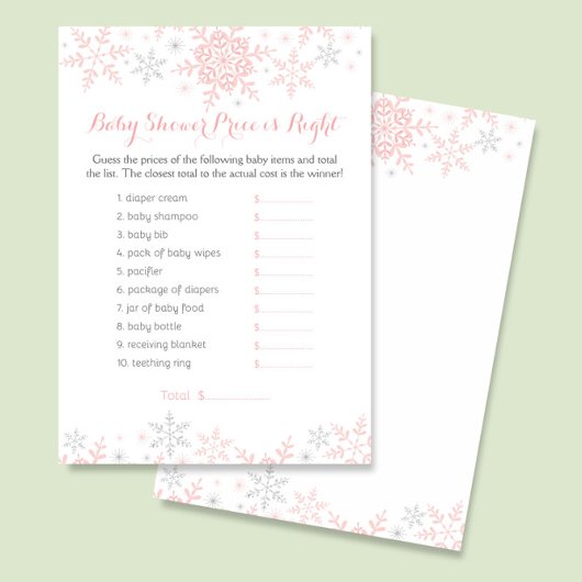 小さなスノーフレーク赤ちゃんシャワー推定価格ゲーム
