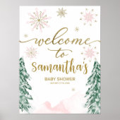 小さなスノーフレーク赤ちゃんシャワー歓迎サイン ポスター (正面)