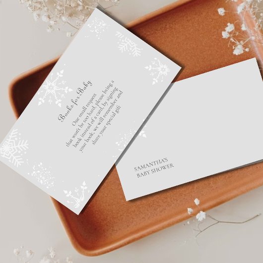 小さなスノーフレーク赤ちゃんシャワー灰色おむつラッフル エンクロージャーカード