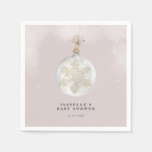 小さなスノーフレーク赤面ピンクの赤ちゃんシャワー スタンダードカクテルナプキン (正面)
