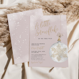 小さなスノーフレーク赤面ピンクの赤ちゃんシャワー 招待状